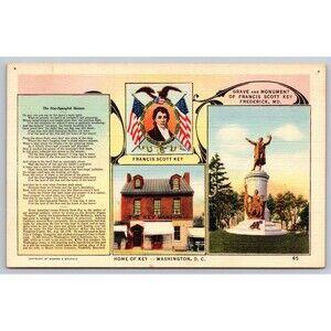 Postcard Washington D. C. Francis Scott Key Home Mansion Star-Spangled Banner